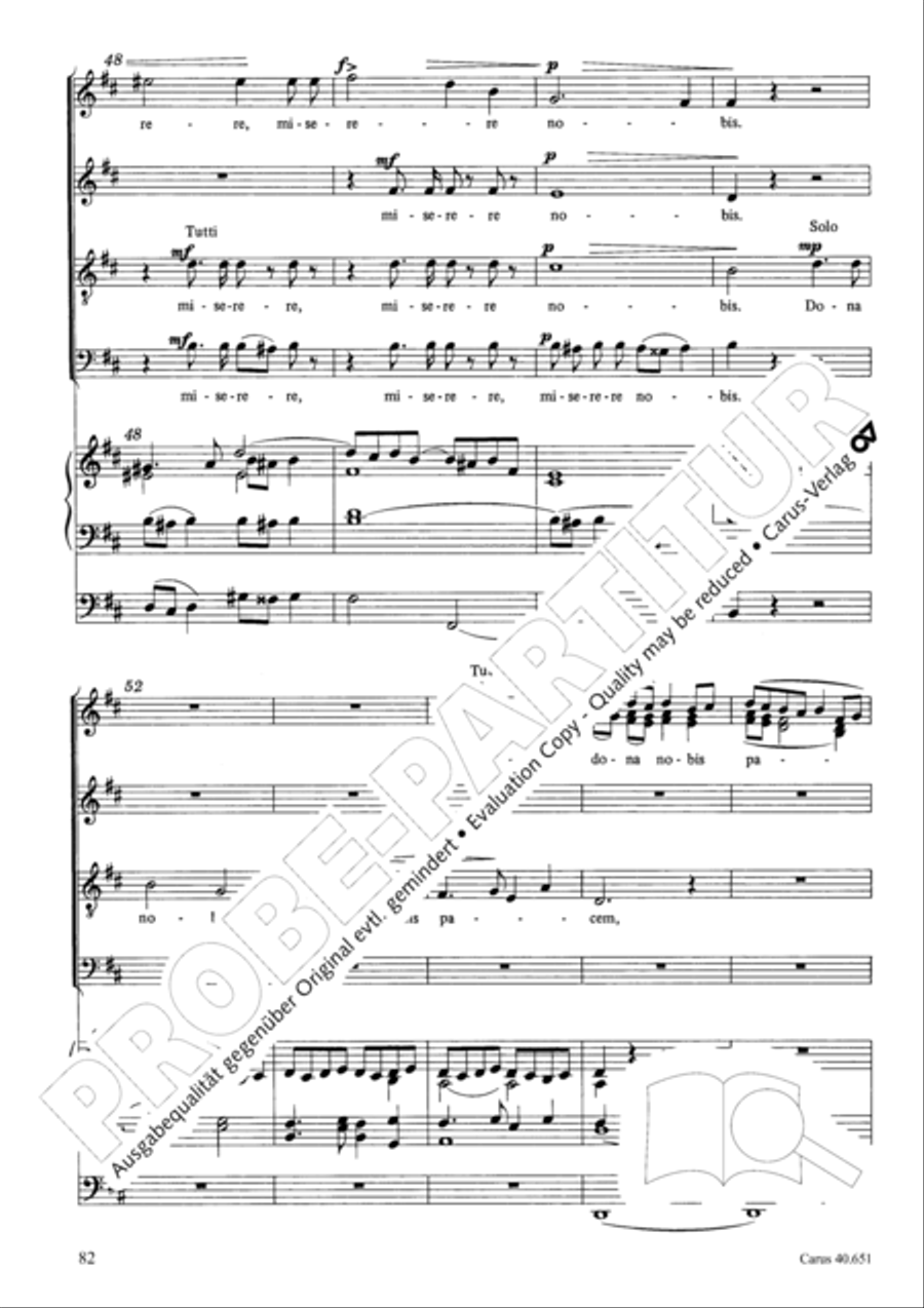 Mass in D Major (Missa in D) 4-Part scores gallery preview page 91