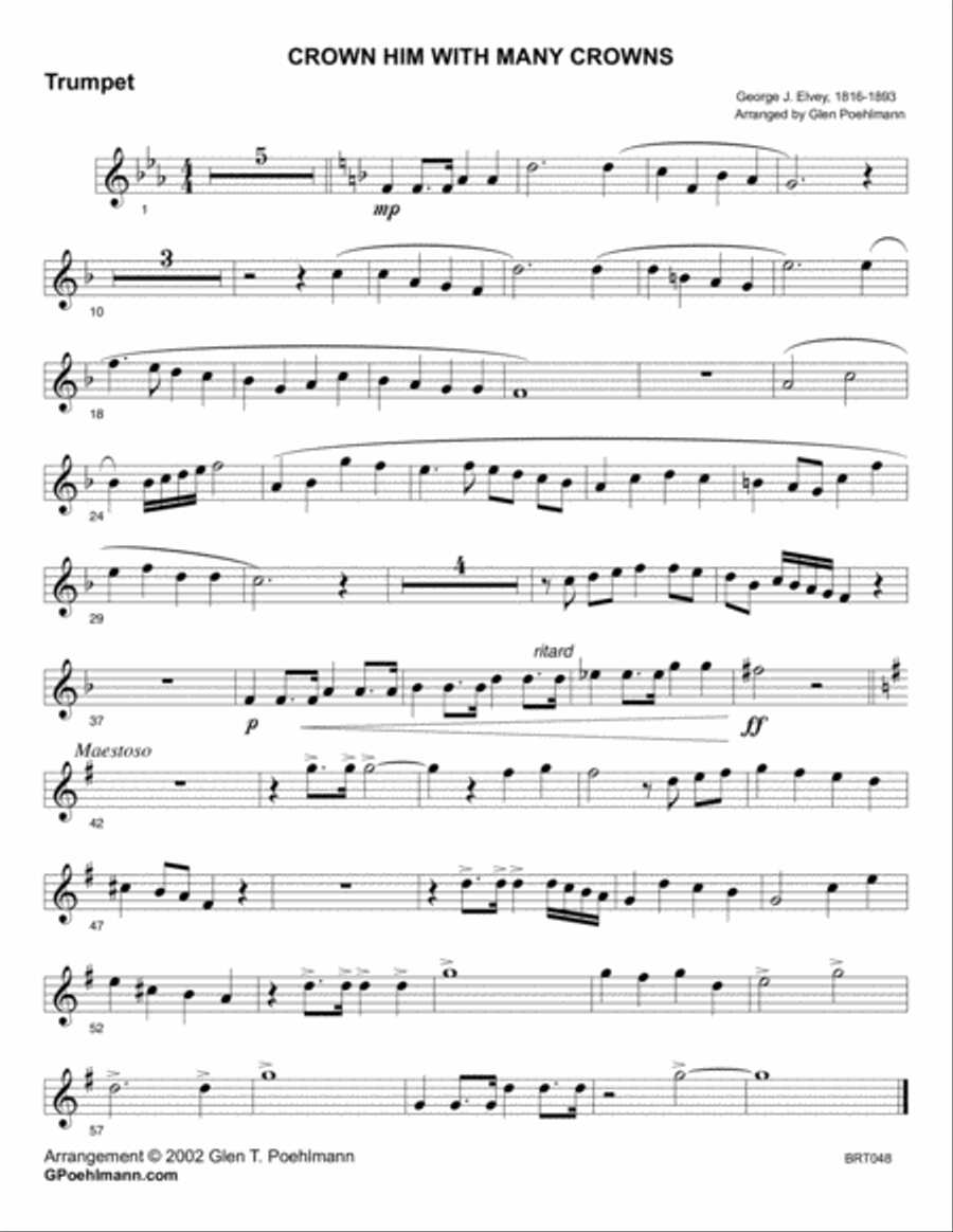 CROWN HIM WITH MANY CROWNS - BRASS TRIO with Piano Accompaniment Brass Trio scores gallery preview page 4