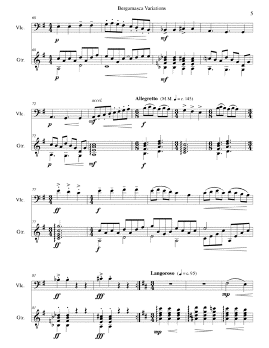 Bergamasca Variations for cello and guitar (2nd version) Bergamasca Variations for cello and guitar (2nd version) String Duet scores gallery preview page 5