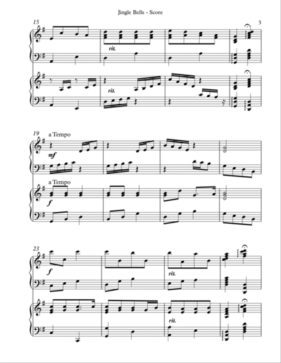 Jingle Bells, Harp Duet Celtic Harp scores gallery preview page 3