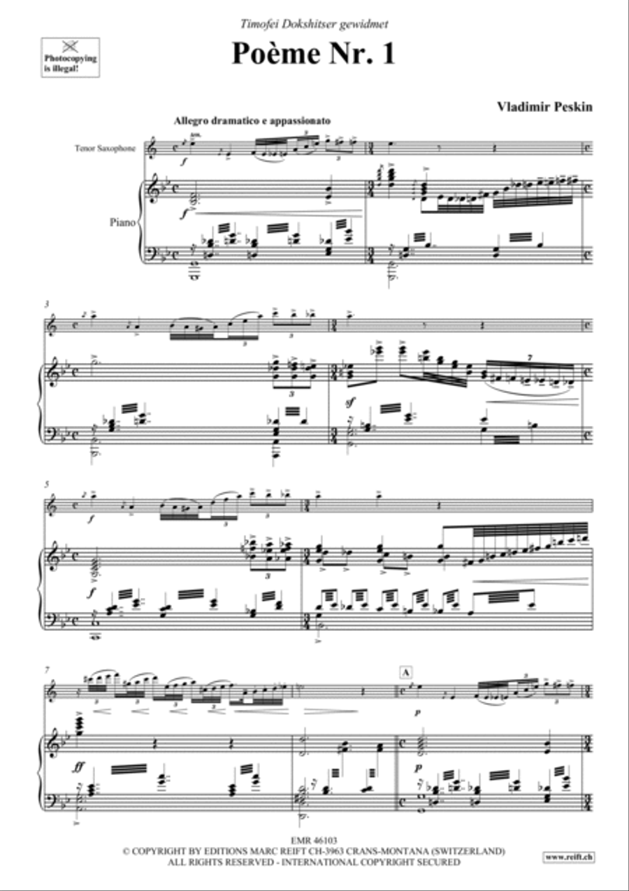Poeme No. 1 Tenor Saxophone scores gallery preview page 4