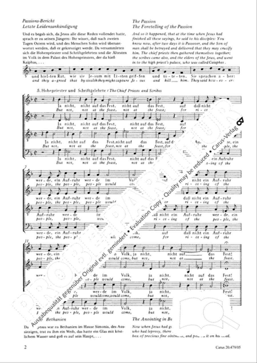 St. Matthew Passion (Matthaus-Passion) 4-Part scores gallery preview page 3
