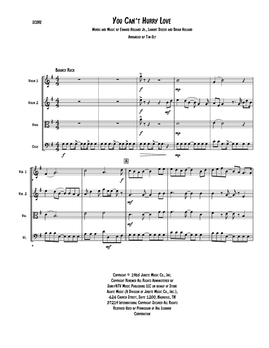 You Can't Hurry Love You Can't Hurry Love String Quartet scores gallery preview page 1
