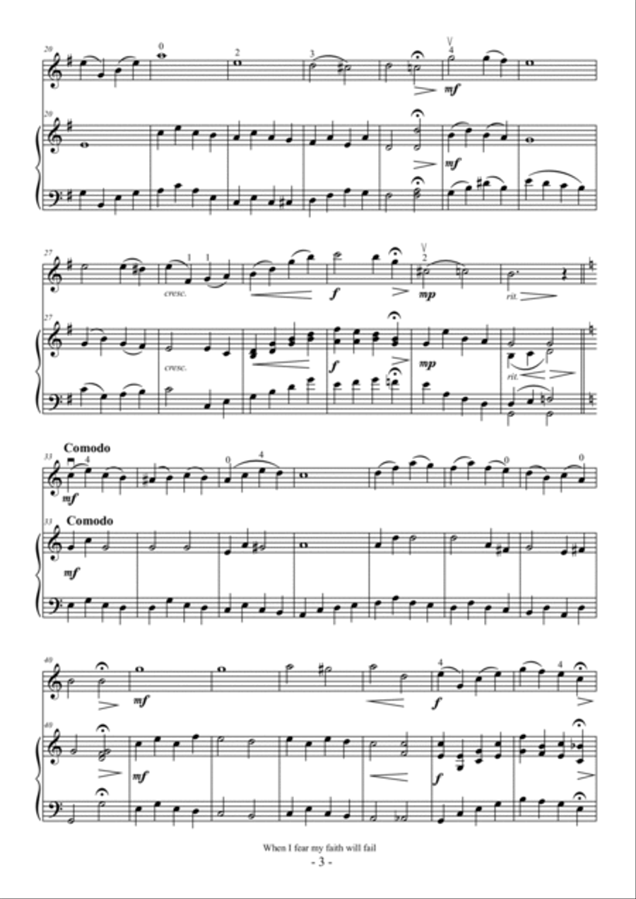 When I fear my faith will fail (For Violin and Piano) Violin Solo scores gallery preview page 3