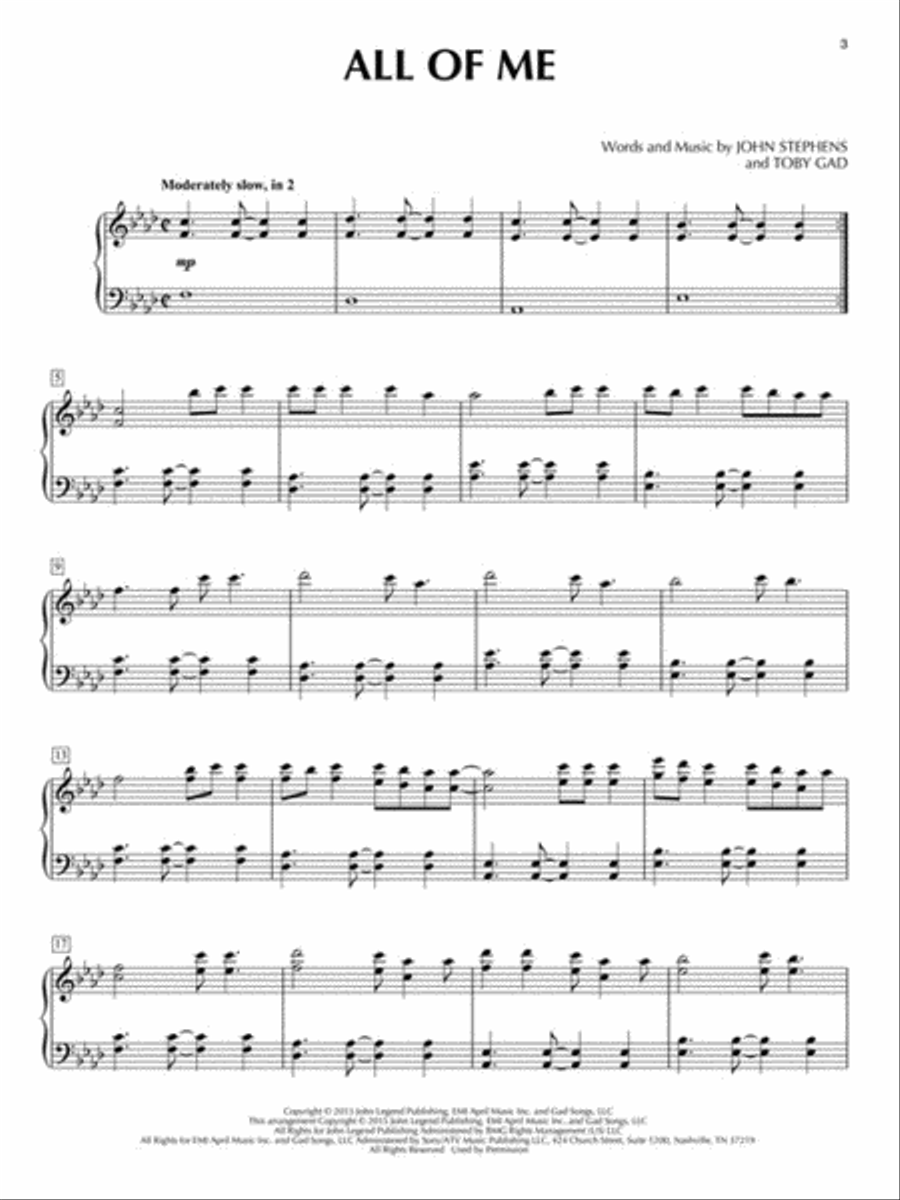 The John Legend Collection for Piano Solo Piano Solo scores gallery preview page 2