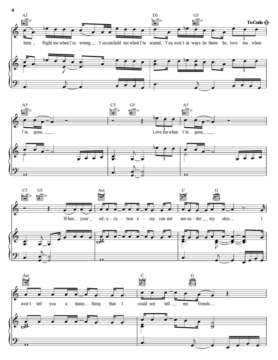 When I'm Gone Piano, Vocal, Guitar scores gallery preview page 4