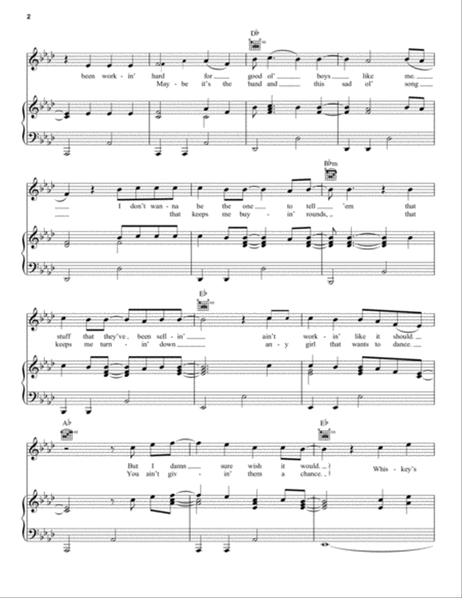 Drowns The Whiskey (Feat. Miranda Lambert) Piano, Vocal, Guitar scores gallery preview page 2