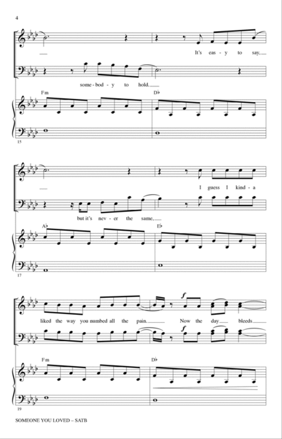 Someone You Loved (arr. Mark Brymer) 4-Part scores gallery preview page 3