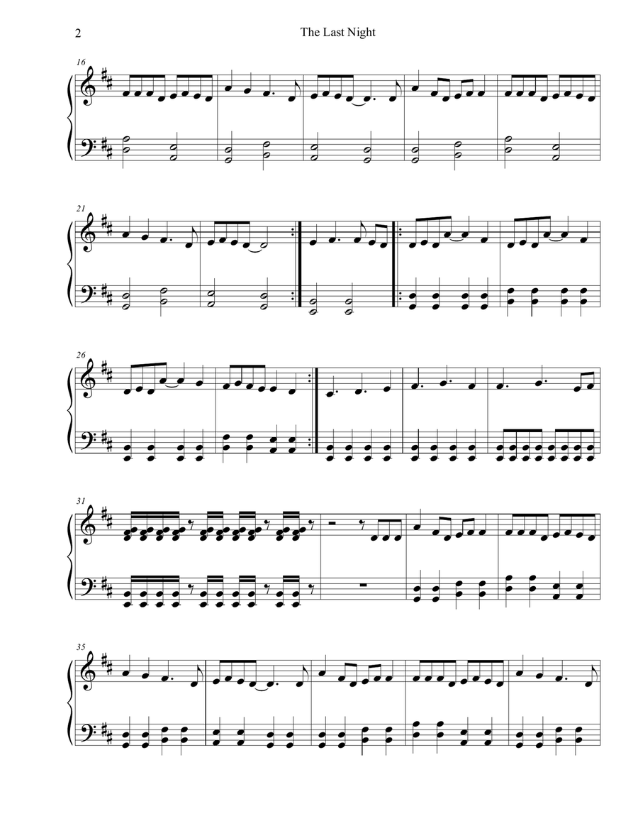 The Last Night Piano Solo scores gallery preview page 2