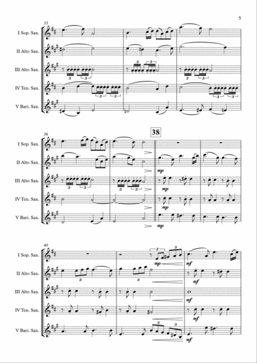 Highland Cathedral Saxophone Quintet scores gallery preview page 6