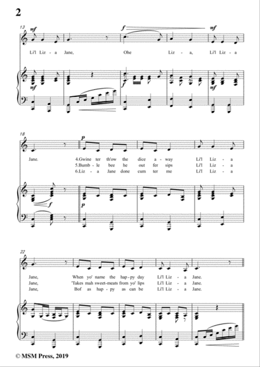 Ada DeLachau-Li'l Liza Jane,in C Major,for Voice and Piano Voice Solo scores gallery preview page 4