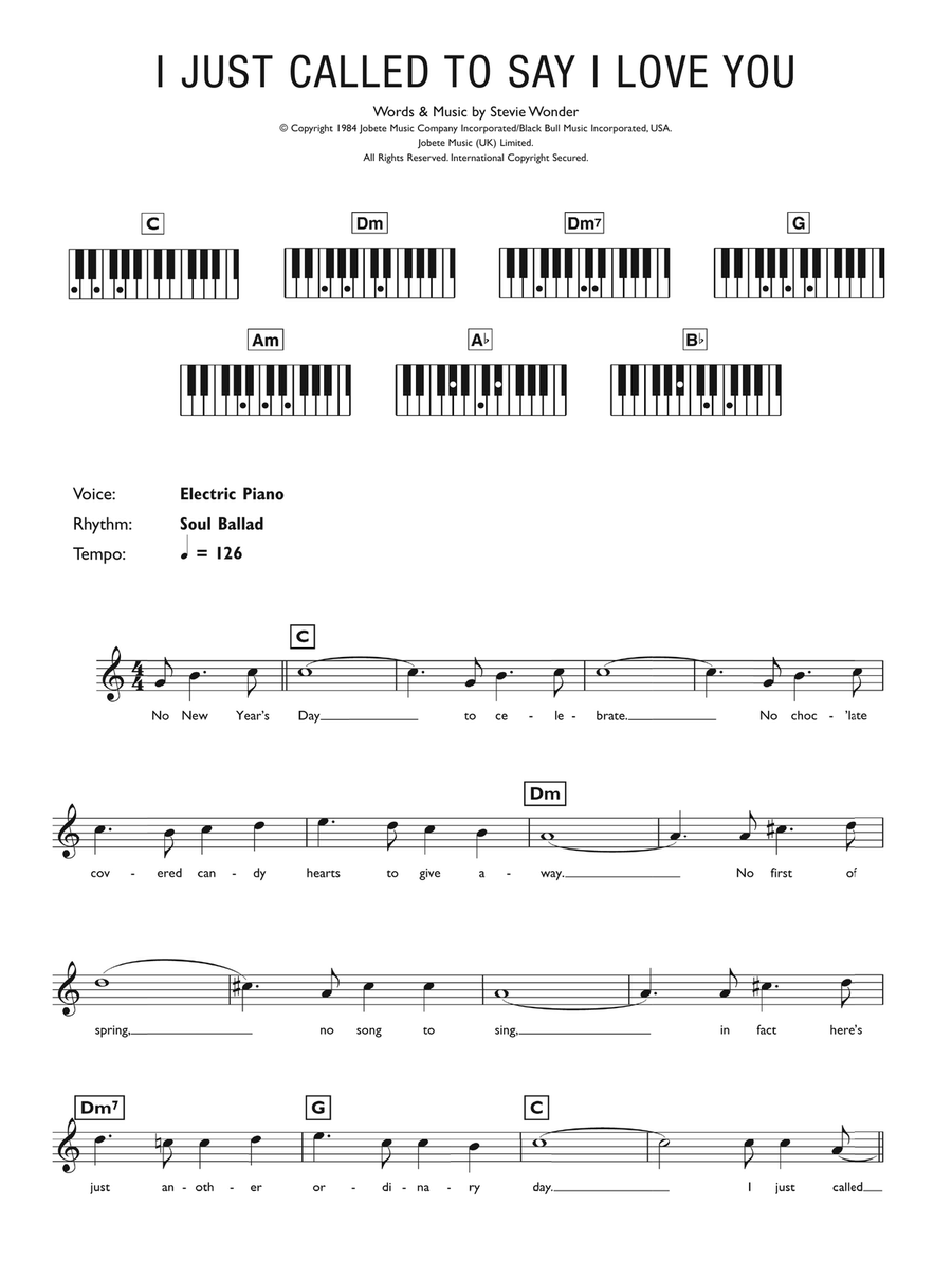 I Just Called To Say I Love You Piano scores gallery preview page 1