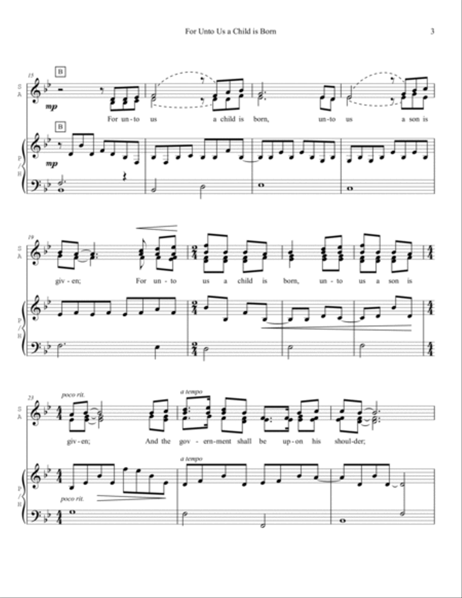 For Unto Us a Child is Born 4-Part scores gallery preview page 3