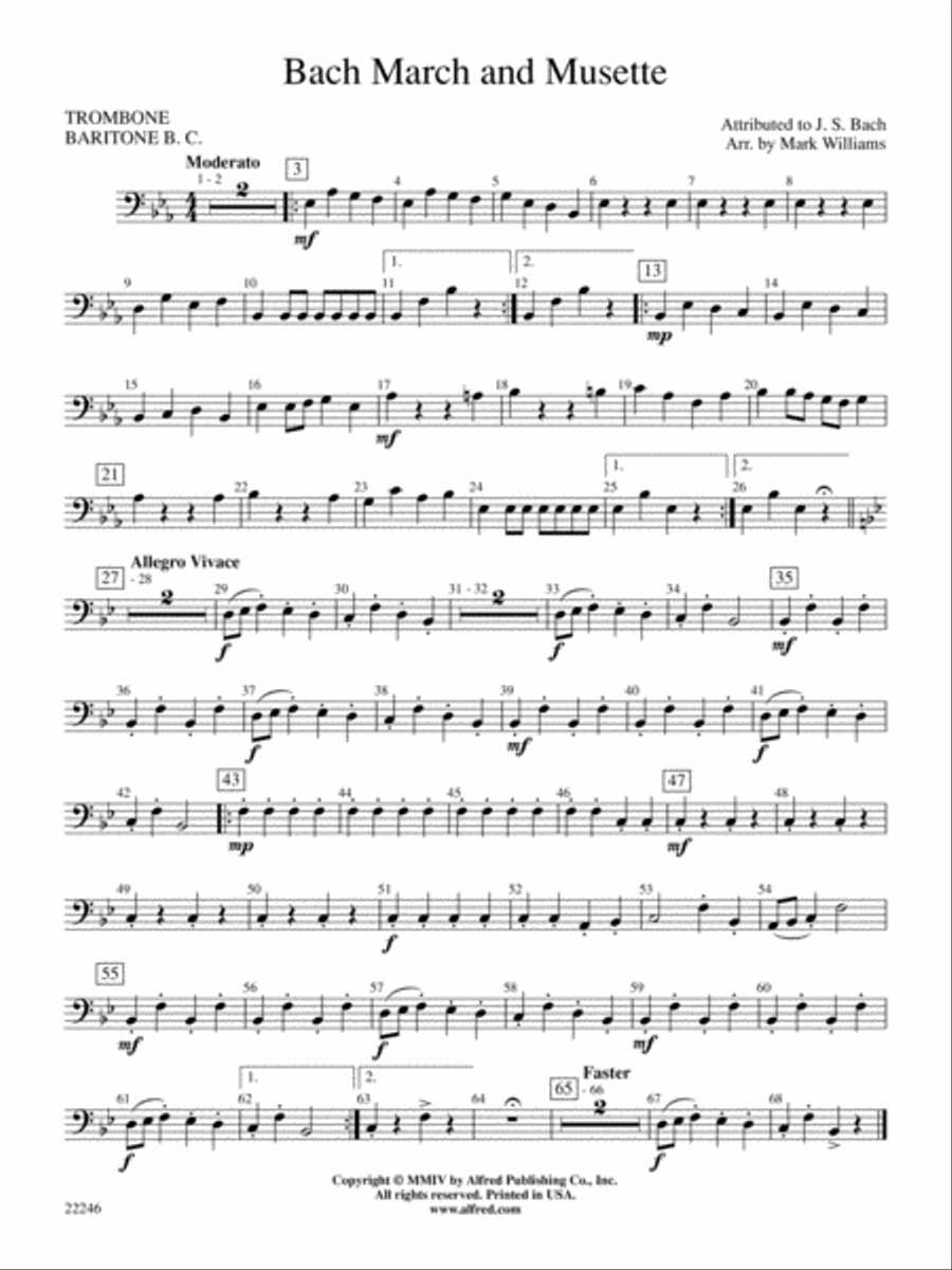 Bach March and Musette: 1st Trombone Concert Band scores gallery preview page 1