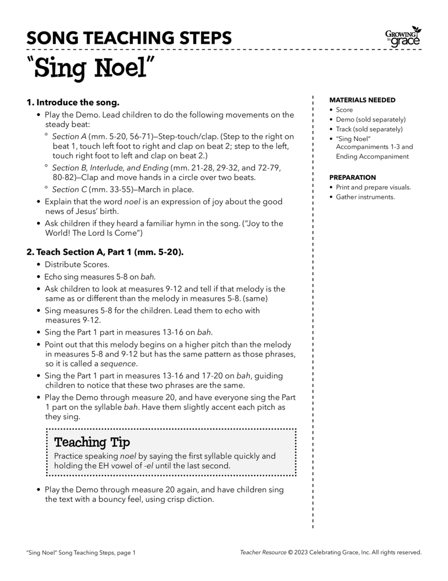 Sing Noel Teacher Resource