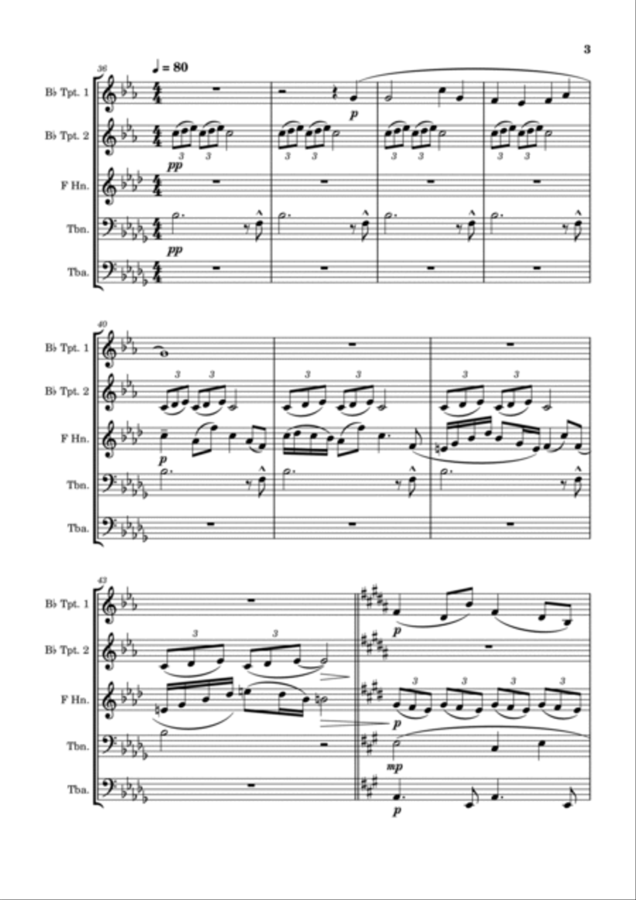 Movement Four from Mahler's Second Symphony - Brass Quintet Brass Quintet scores gallery preview page 3