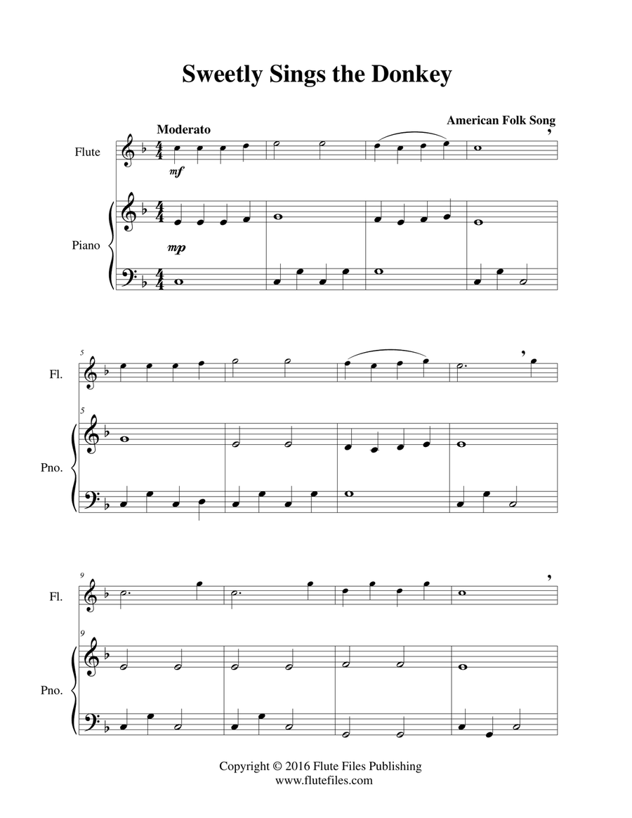 Sweetly Sings the Donkey - Flute Solo Chamber Music scores gallery preview page 3