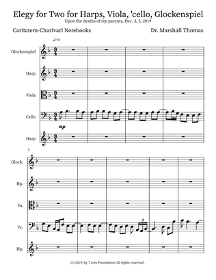 Elegy for Two for Harps, Viola, 'cello, Glockenspiel
