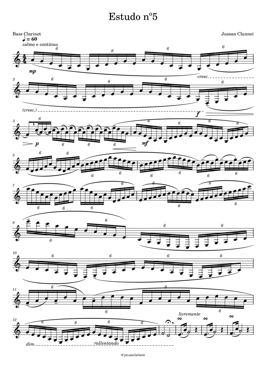 Estudo nº5 (solo bass clarinet) Small Ensemble scores gallery preview page 1