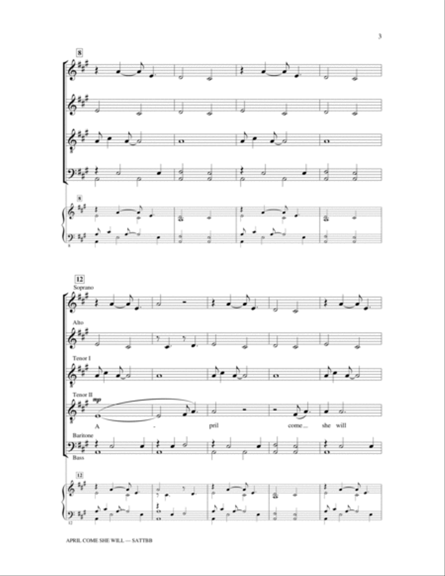 April Come She Will 4-Part scores gallery preview page 2