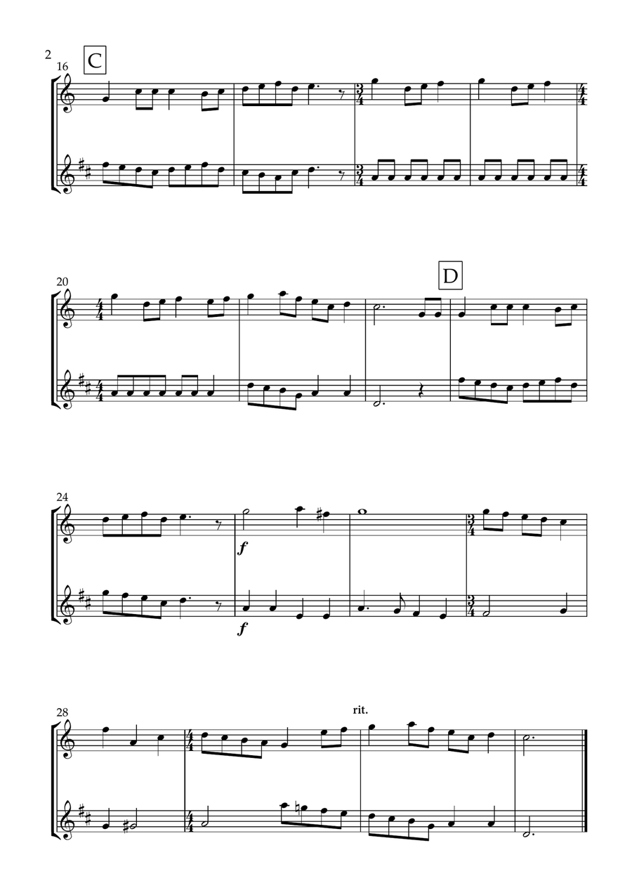 12 days of Christmas (Oboe and Bass Clarinet) - Christmas Carol Woodwind Duet scores gallery preview page 2
