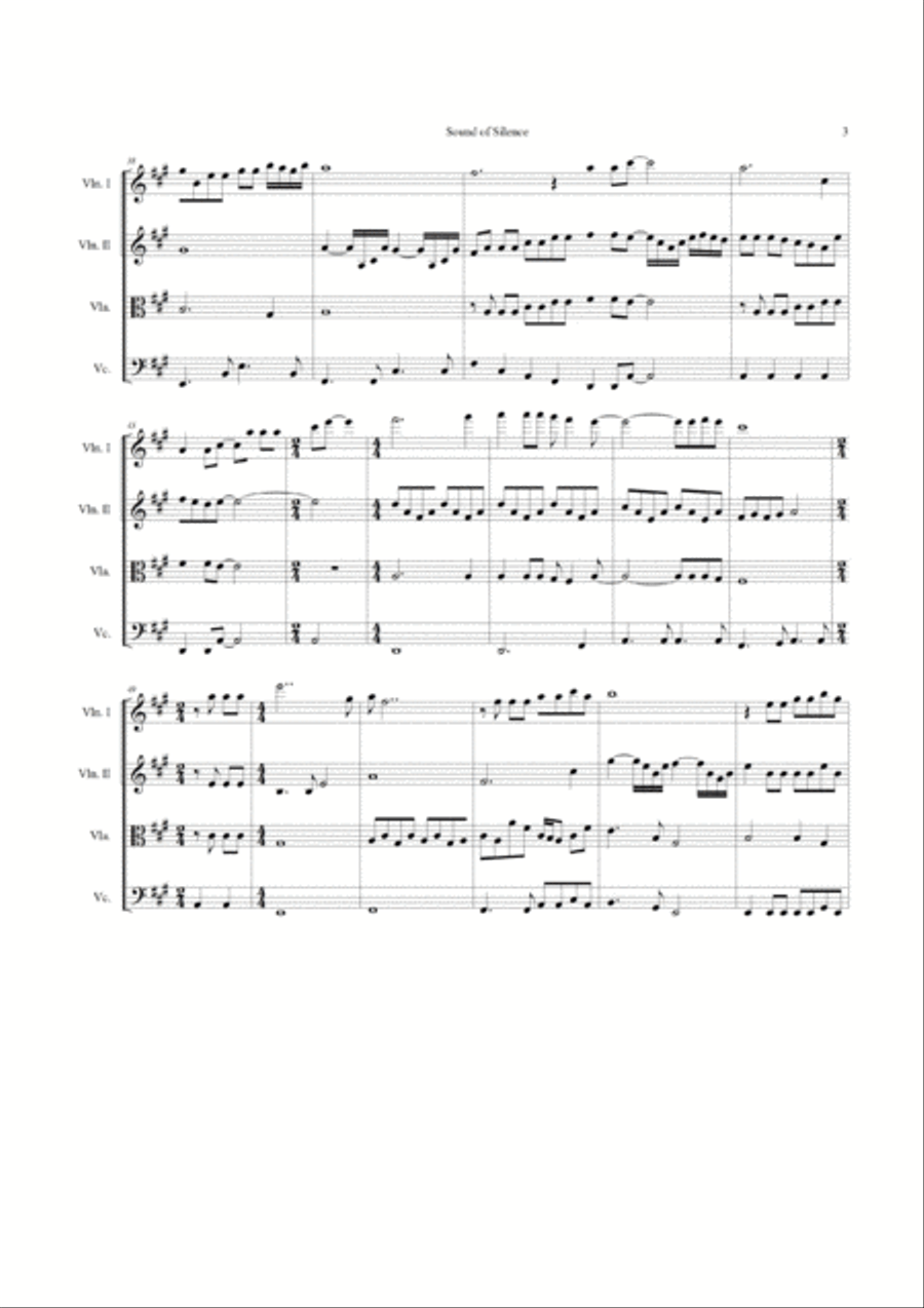 The Sound Of Silence String Quartet scores gallery preview page 3