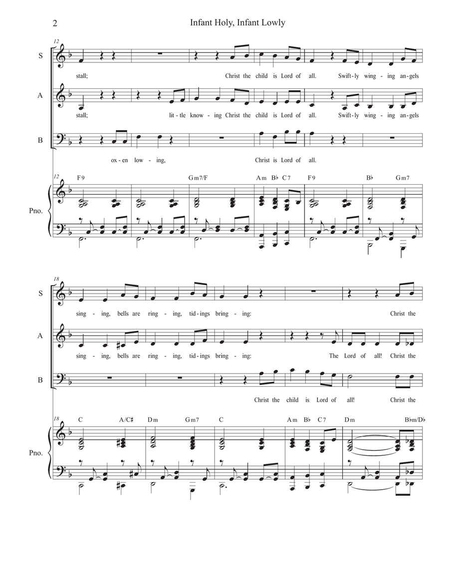 Infant Holy, Infant Lowly (Vocal Trio - (SAB) 3-Part scores gallery preview page 2