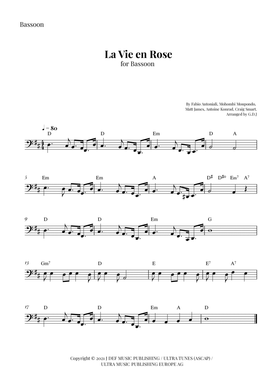 La Vie En Rose La Vie En Rose Bassoon Solo scores gallery preview page 1