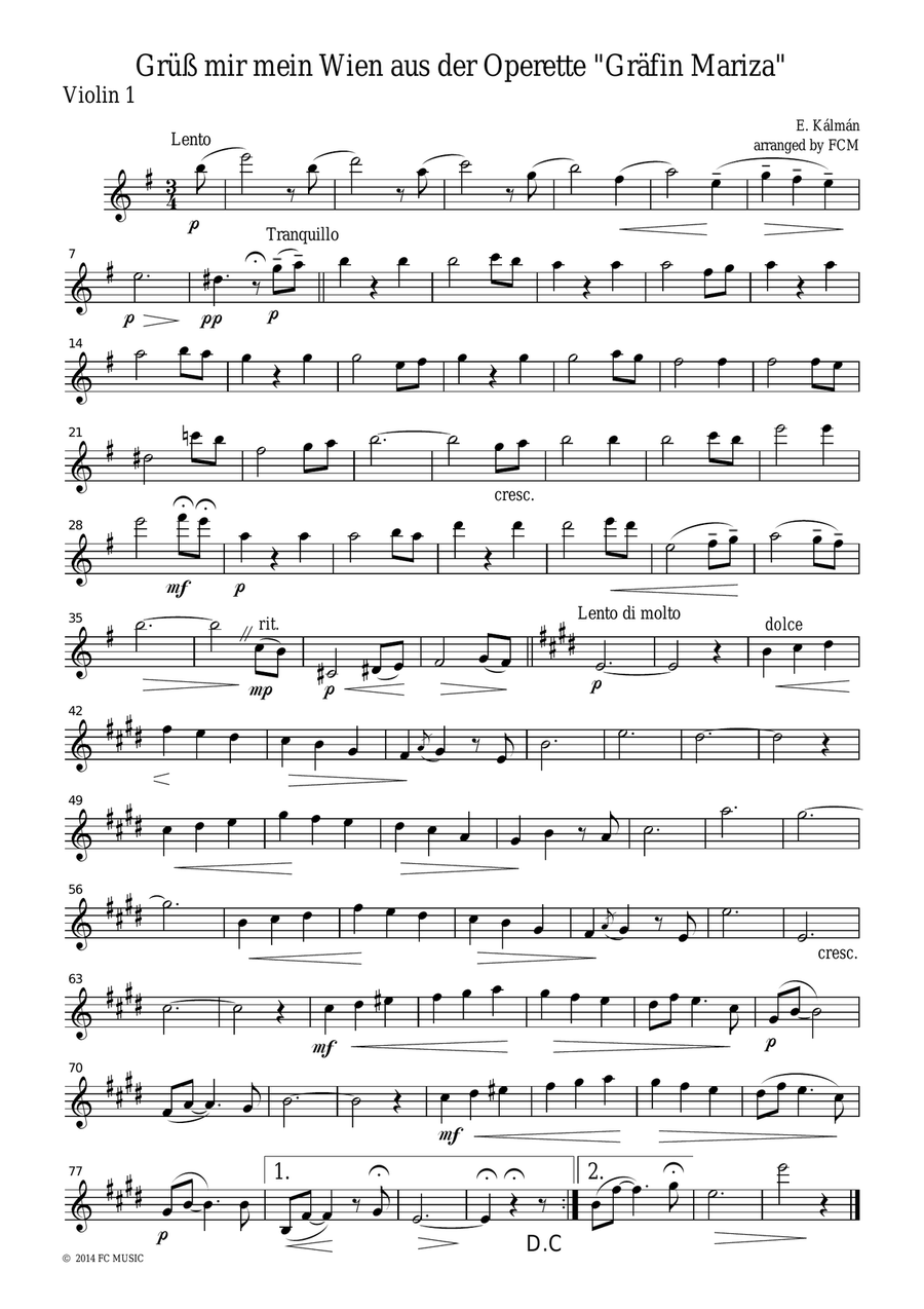 Kalman Grüß mir mein Wien aus der Operette 