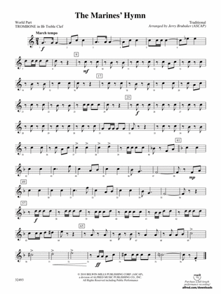 The Marines' Hymn: (wp) 1st B-flat Trombone T.C.