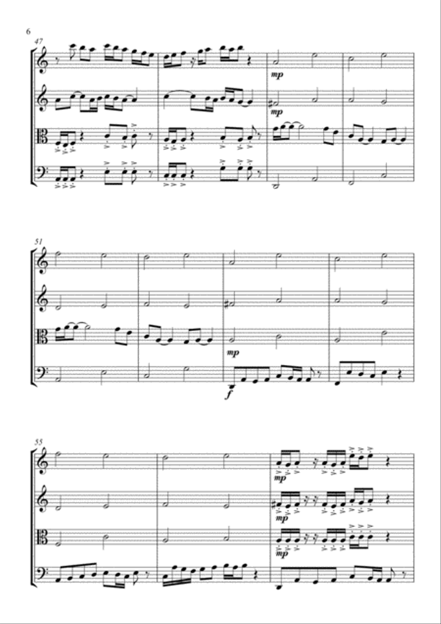 Canon in A minor String Quartet scores gallery preview page 6
