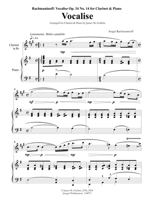 Rachmaninoff: Vocalise for Clarinet & Piano