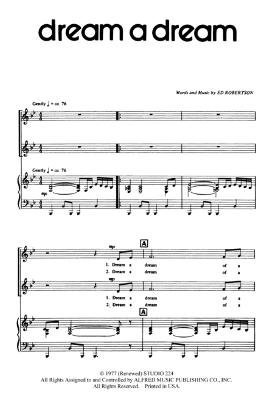 Dream a Dream Dream a Dream 2-Part scores gallery preview page 2