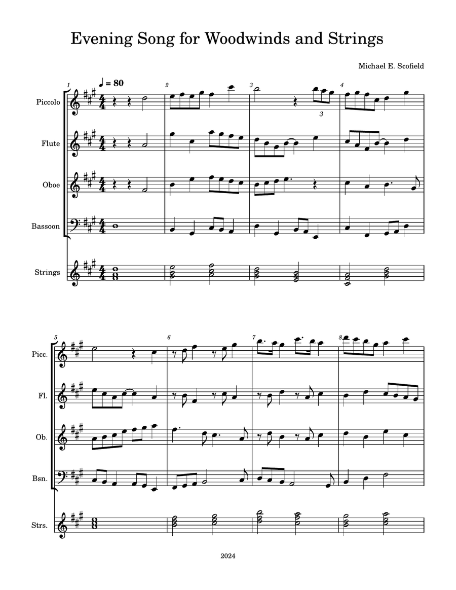 Evening Song for Woodwinds and Strings Woodwind Ensemble scores gallery preview page 1