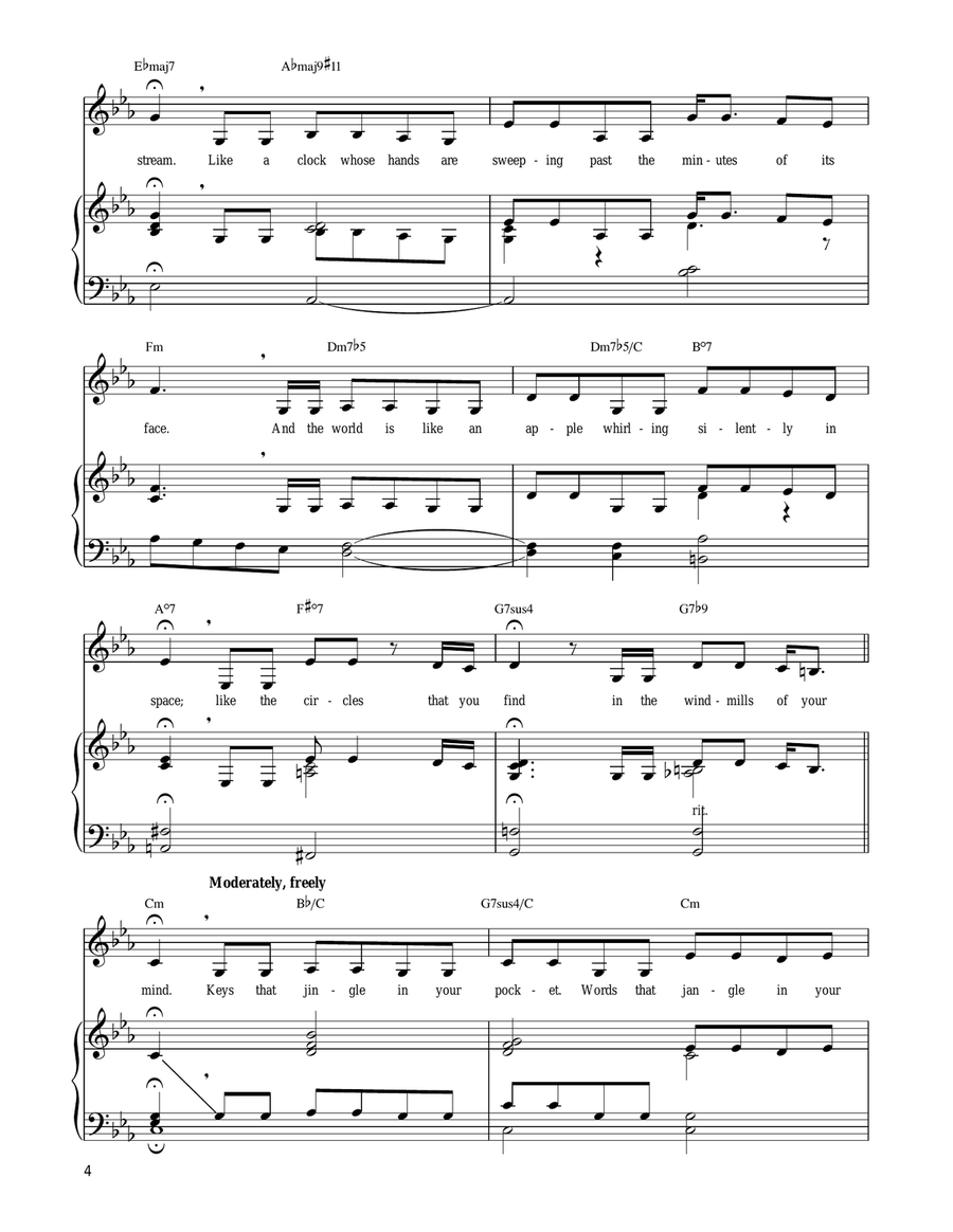 The Windmills Of Your Mind Piano, Vocal, Guitar scores gallery preview page 4