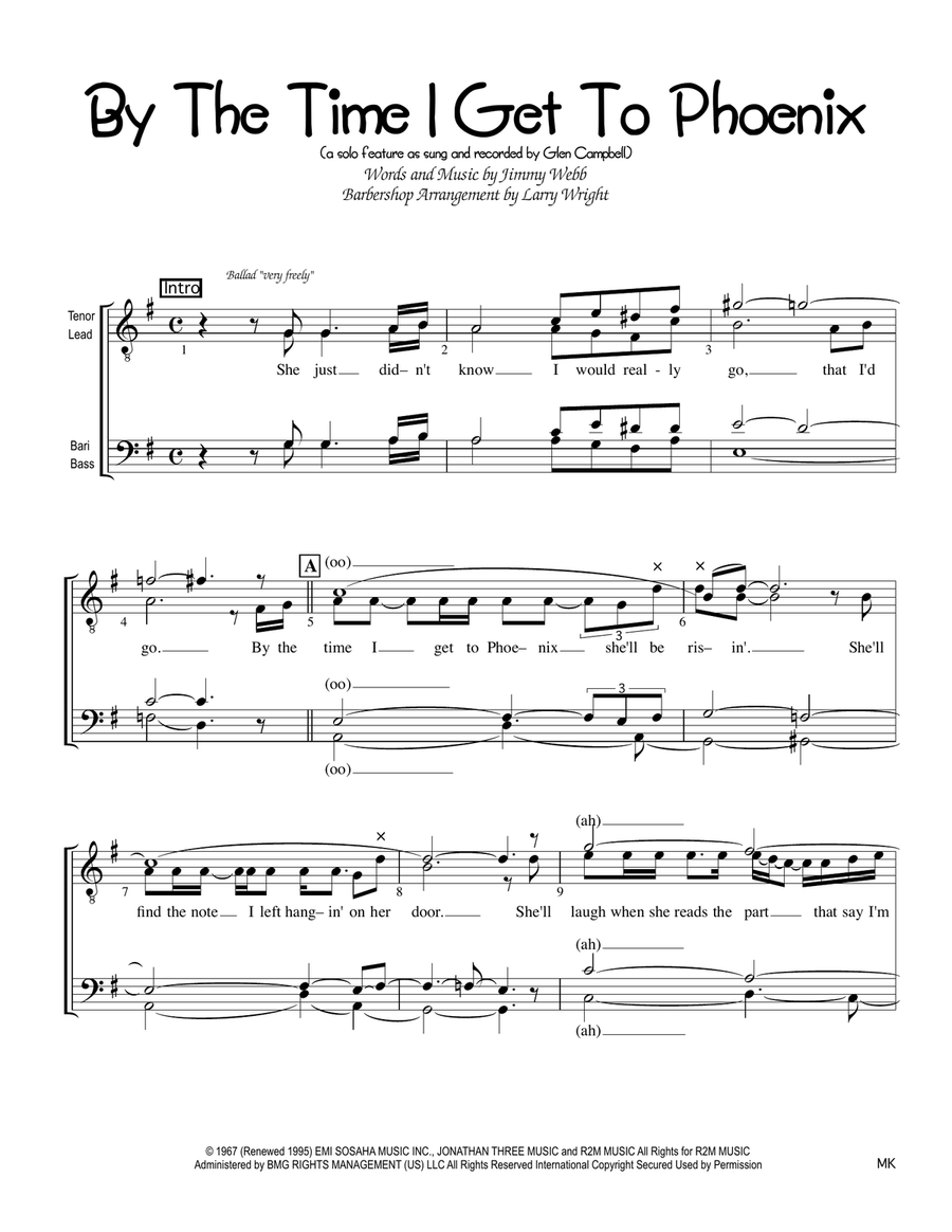 By The Time I Get To Phoenix TTBB scores gallery preview page 1