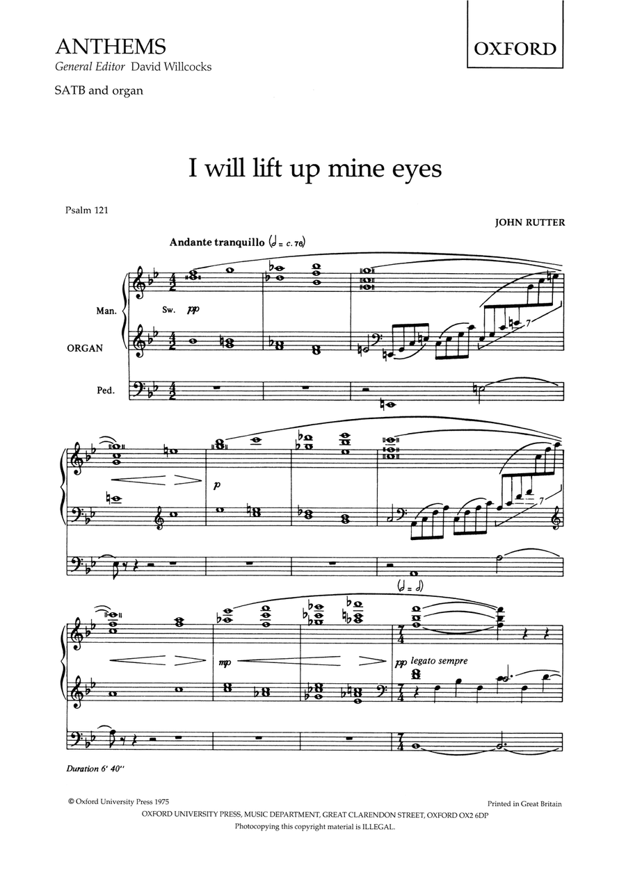 I will lift up mine eyes
