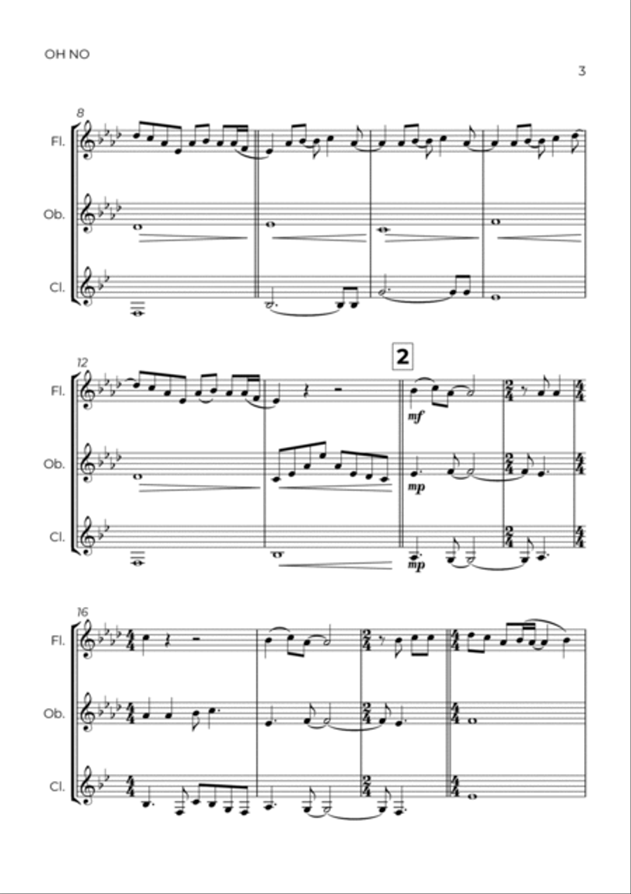 Oh No Woodwind Trio scores gallery preview page 3
