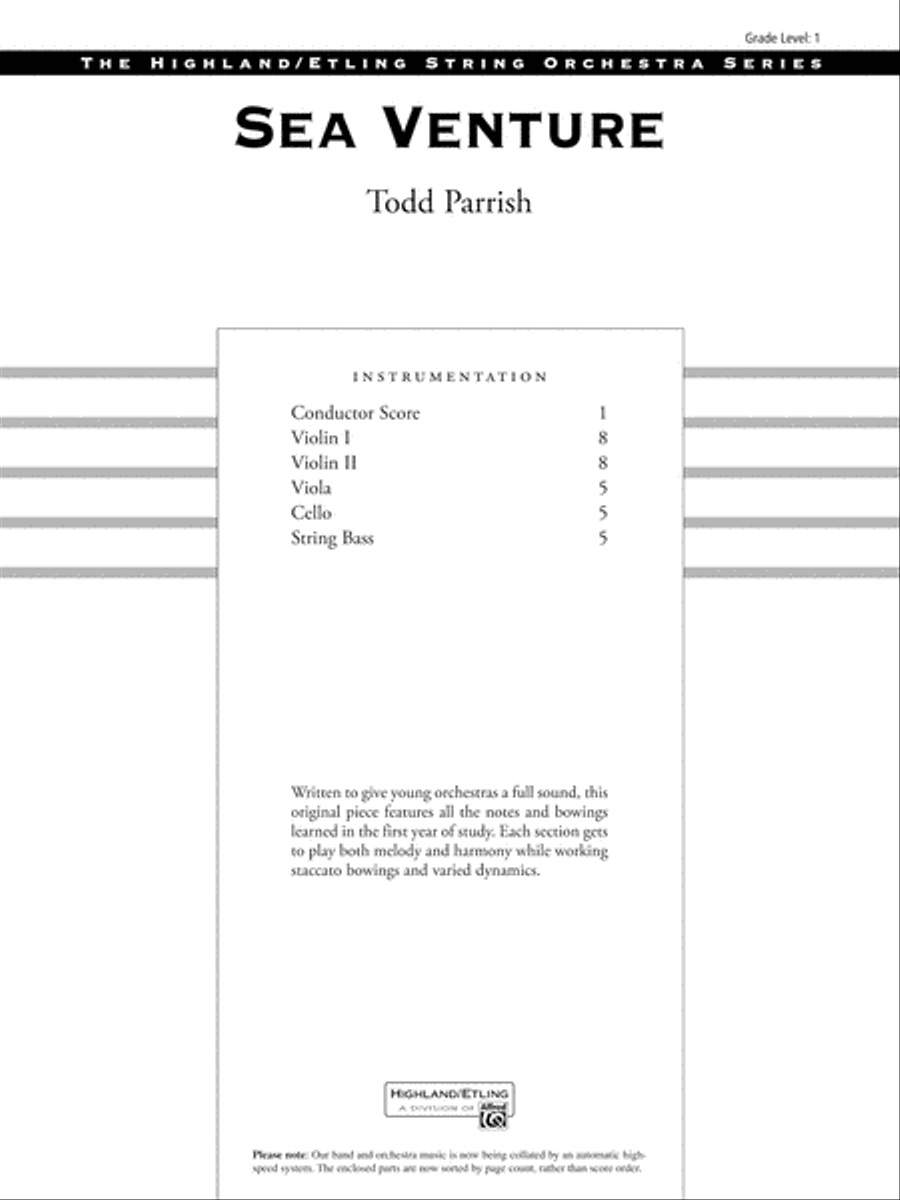 Sea Venture: Score String Orchestra scores gallery preview page 1
