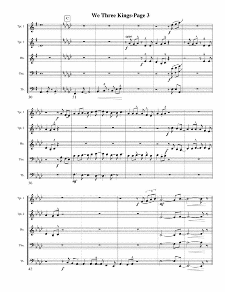 We Three Kings for Brass Quintet Brass Quintet scores gallery preview page 3