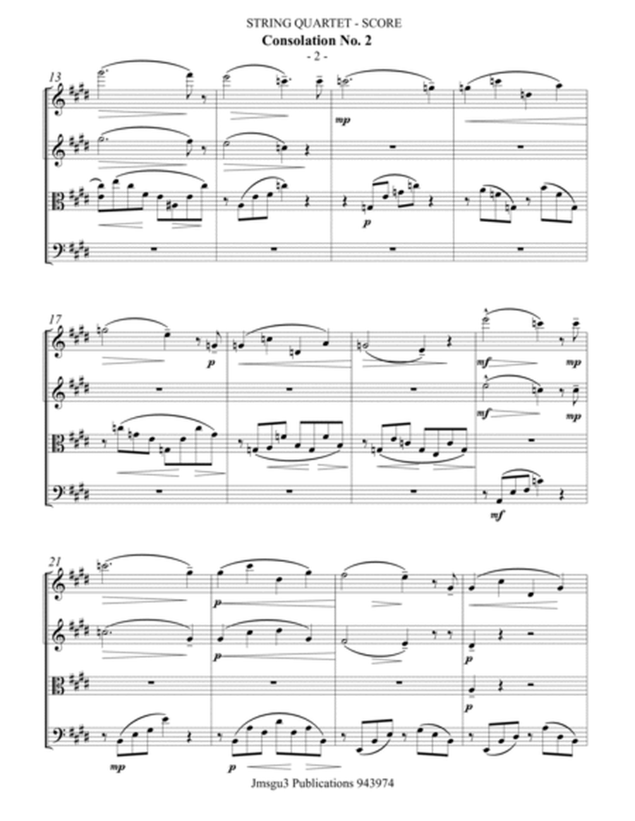 Liszt: Consolation No. 2 for String Quartet image number null