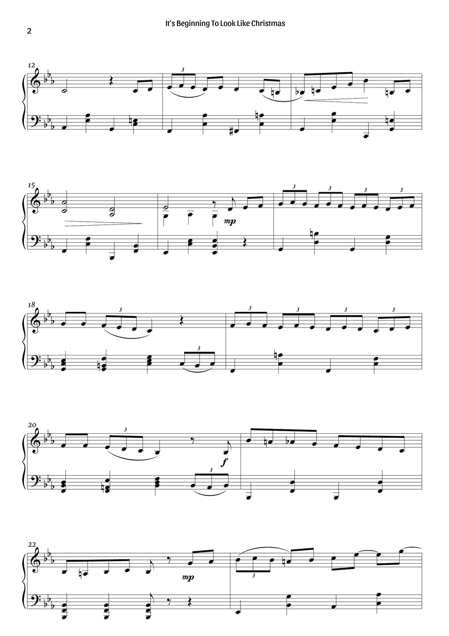 It's Beginning To Look Like Christmas Piano Solo scores gallery preview page 2