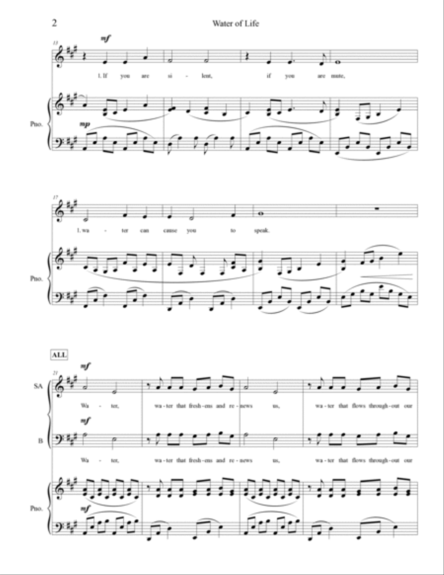 Water of Life (SAB) 3-Part scores gallery preview page 3
