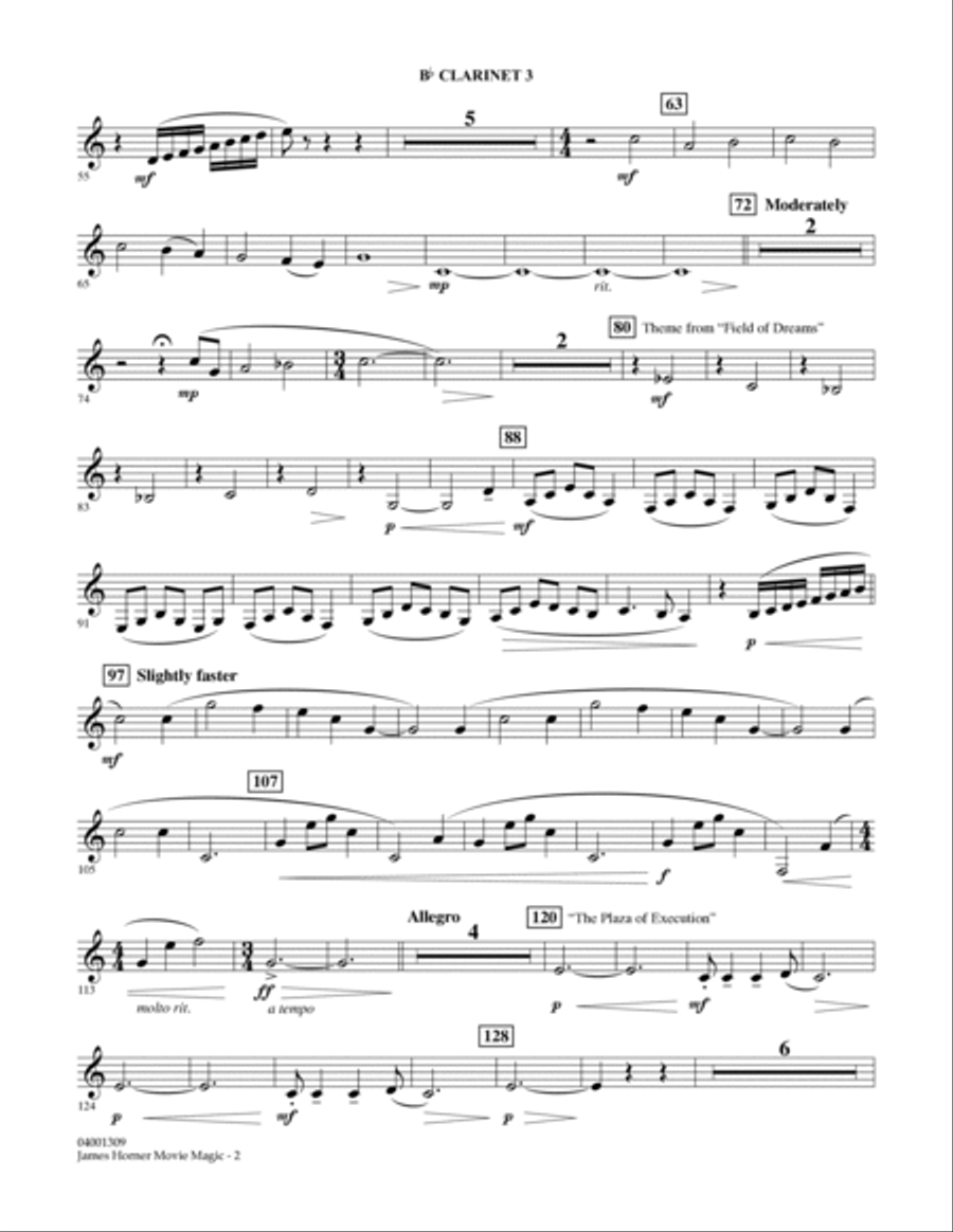 James Horner Movie Magic - Bb Clarinet 3 Concert Band scores gallery preview page 2
