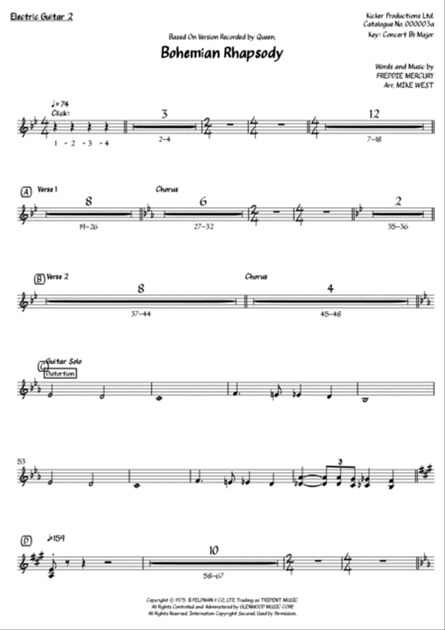 Bohemian Rhapsody Guitar Solo scores gallery preview page 2