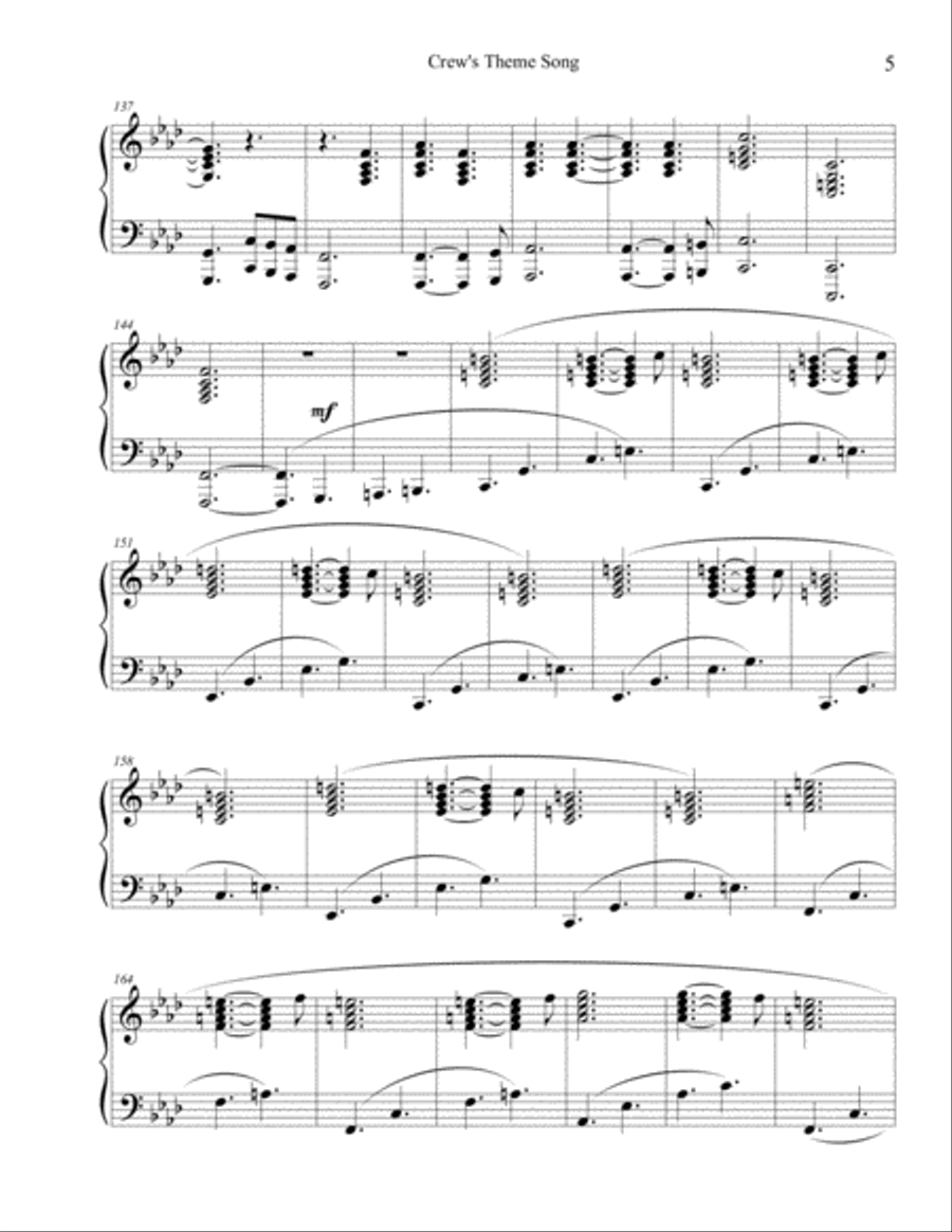 Crew's Theme Song Crew's Theme Song Piano Solo scores gallery preview page 5