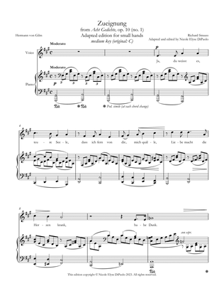 Strauss - Zueignung from Acht Gedichte, op. 10 - Small Hand Edition (A major, medium key)