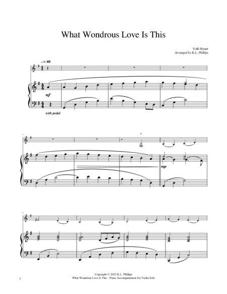 What Wondrous Love Is This - Violin Solo with Piano Accompaniment image number null