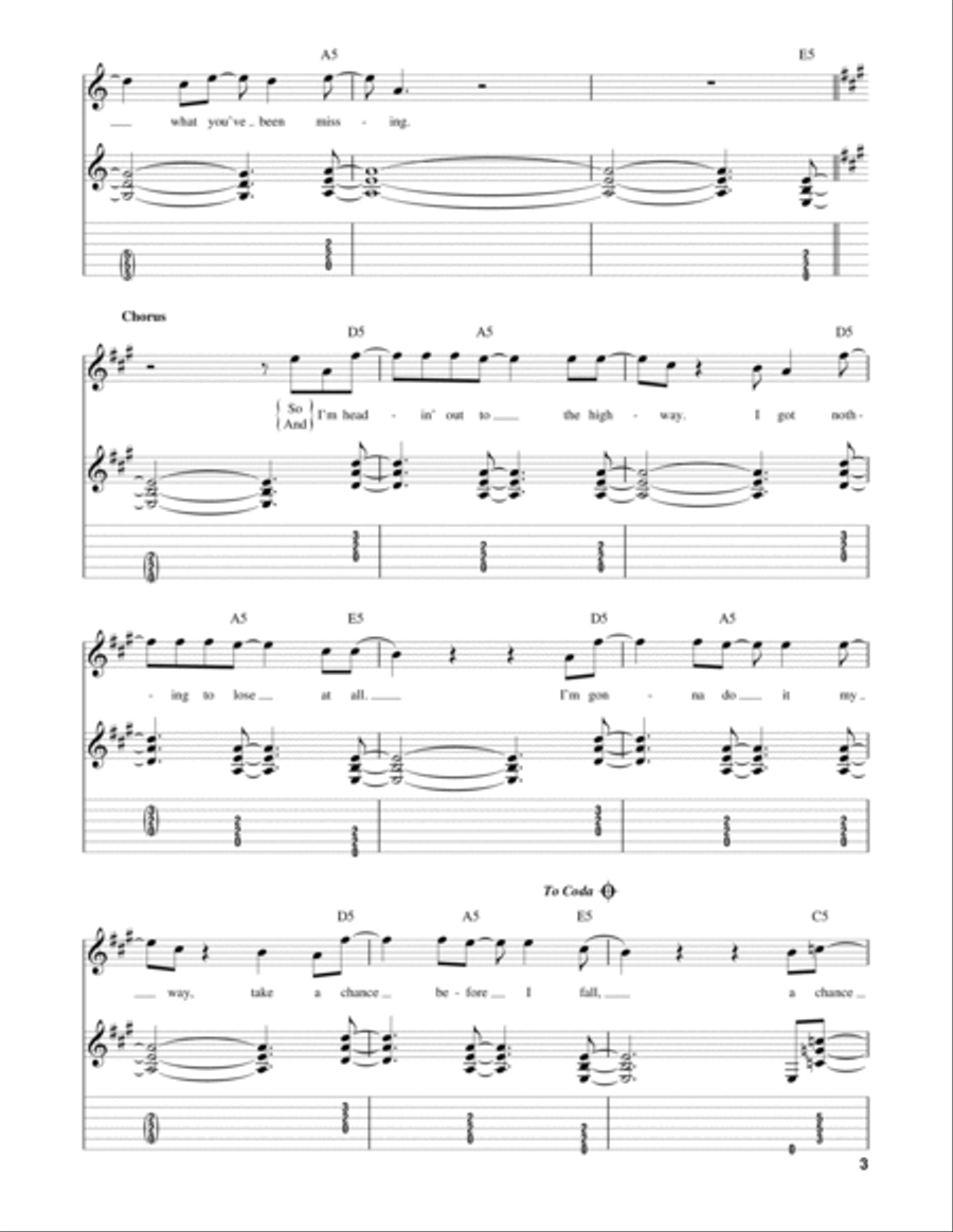Heading Out To The Highway Electric Guitar scores gallery preview page 3