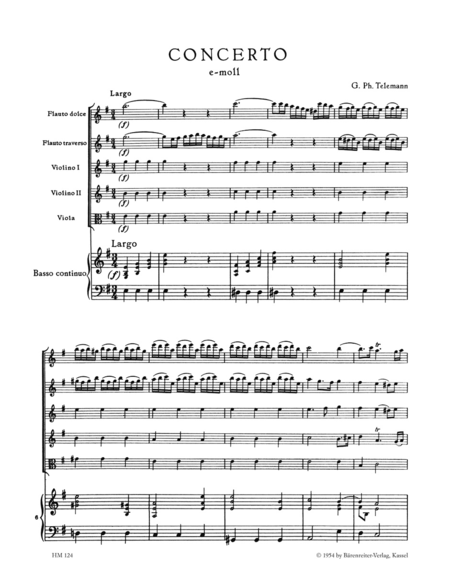 Concerto for Treble Recorder, Flute, Strings and Basso continuo e minor TWV 52:e1